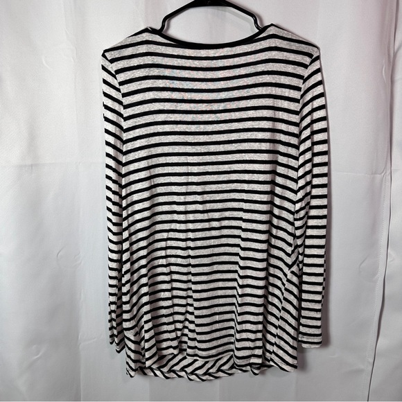 Soft Surroundings Black and White Striped Long Sleeve Linen Blend Top - Size S - Picture 2 of 5